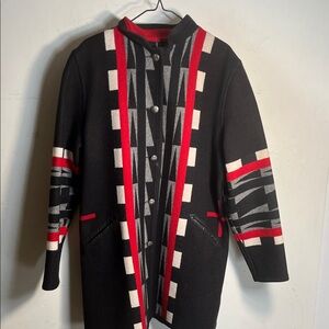 SANTA FE BLANKET COAT -VINTAGE - REVERSIBLE - WOOL - SZ LARGE - NATIVE - JACKET